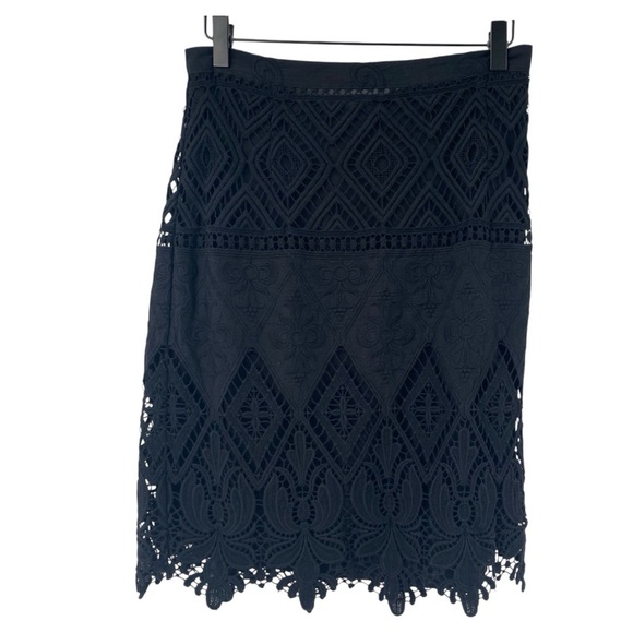 Anthropologie Moulinette Soeurs Black Lace Pencil Skirt Size 8 - Picture 1 of 5